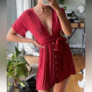 Faithfull The Brand Women's Red and Navy Dress